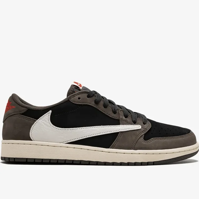 کتونی نایک ایرجردن ۱ بدون ساق ترویس اسکات قهوه ای مشکی Nike Air Jordan 1 Travis Scott Low