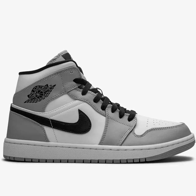 کتونی نایک ایر جردن ۱ ساقدار طوسی سفید Nike Air Jordan 1 Mid Smoke Grey